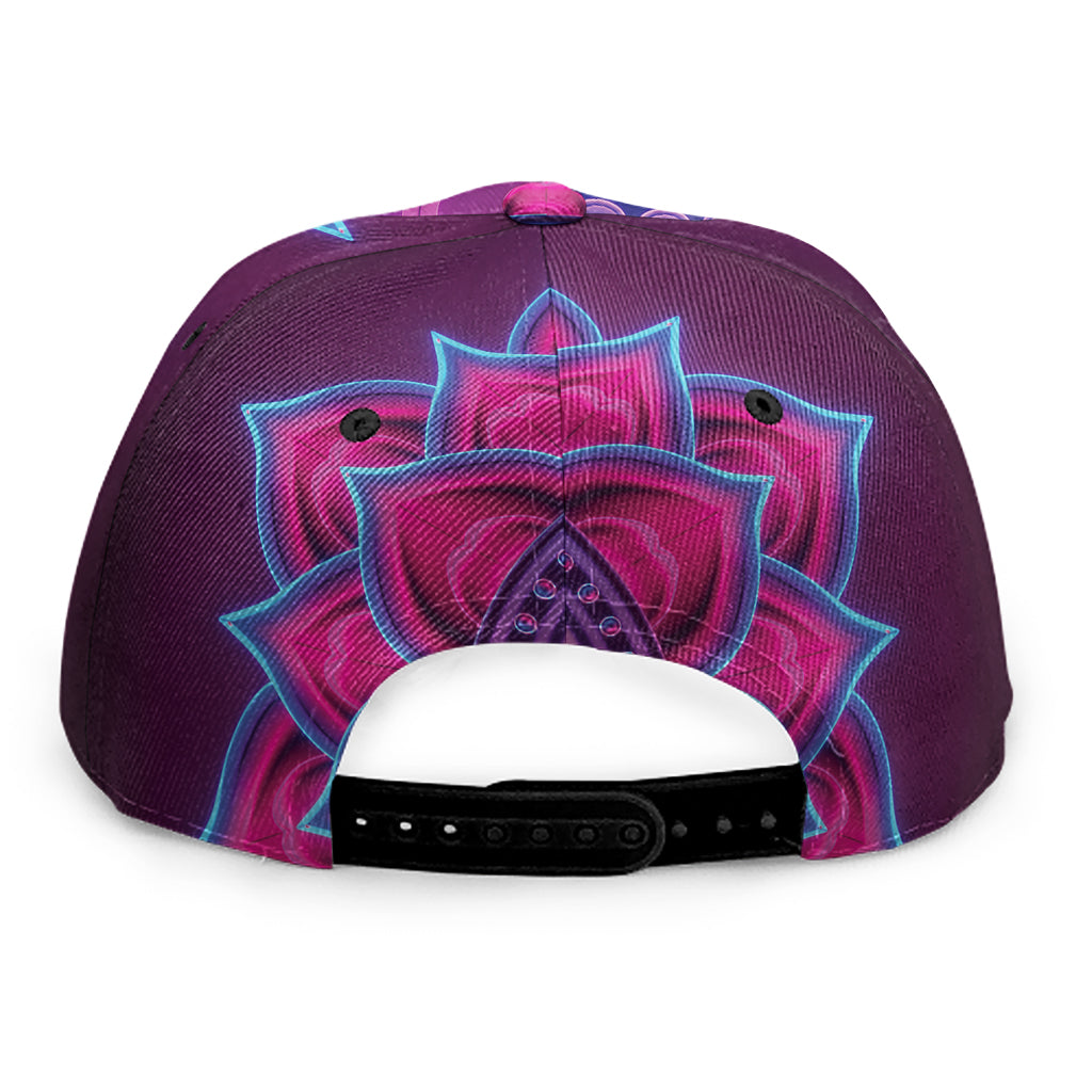 Purple And Teal Om Mandala Print Snapback Cap