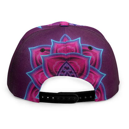 Purple And Teal Om Mandala Print Snapback Cap