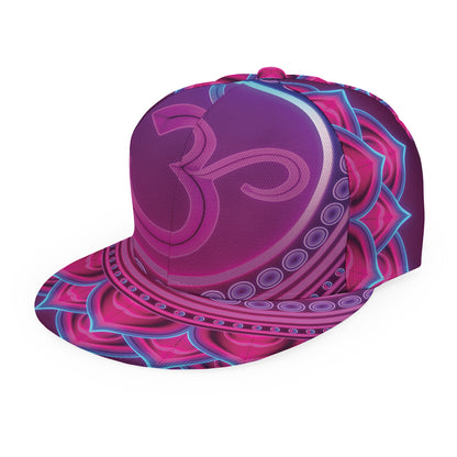 Purple And Teal Om Mandala Print Snapback Cap