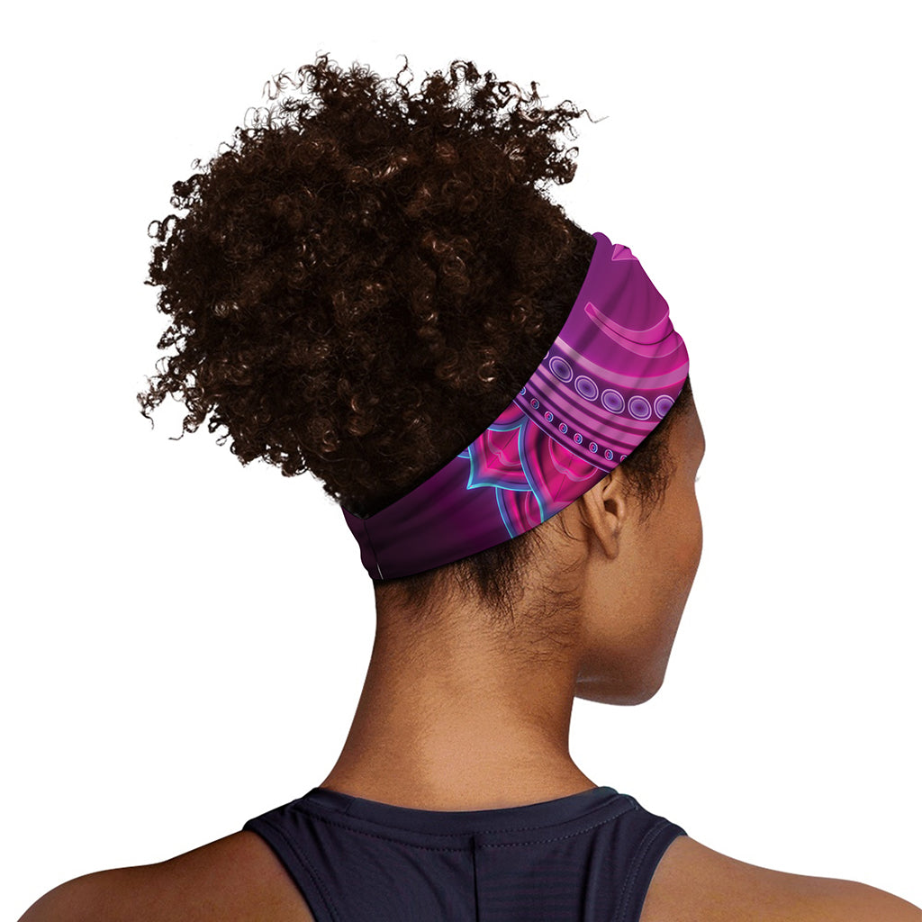 Purple And Teal Om Mandala Print Sports Headband