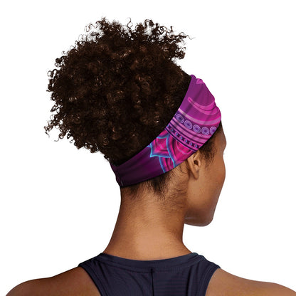 Purple And Teal Om Mandala Print Sports Headband