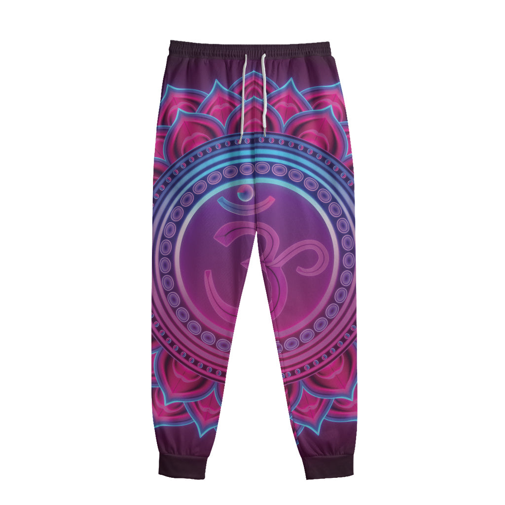 Purple And Teal Om Mandala Print Sweatpants