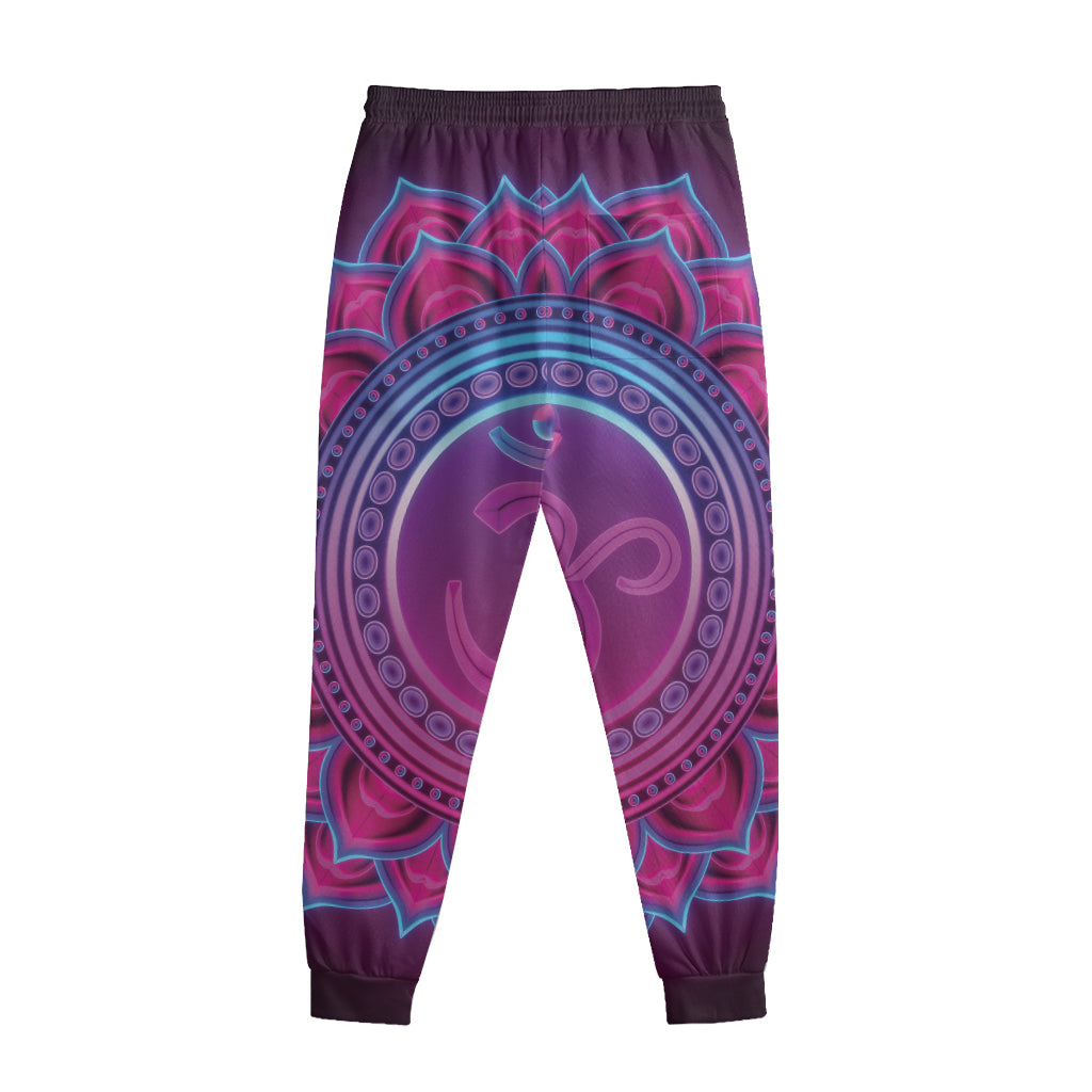 Purple And Teal Om Mandala Print Sweatpants