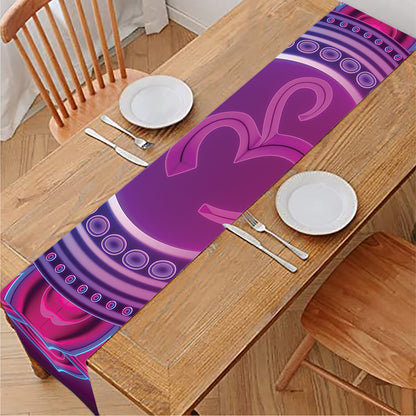 Purple And Teal Om Mandala Print Table Runner
