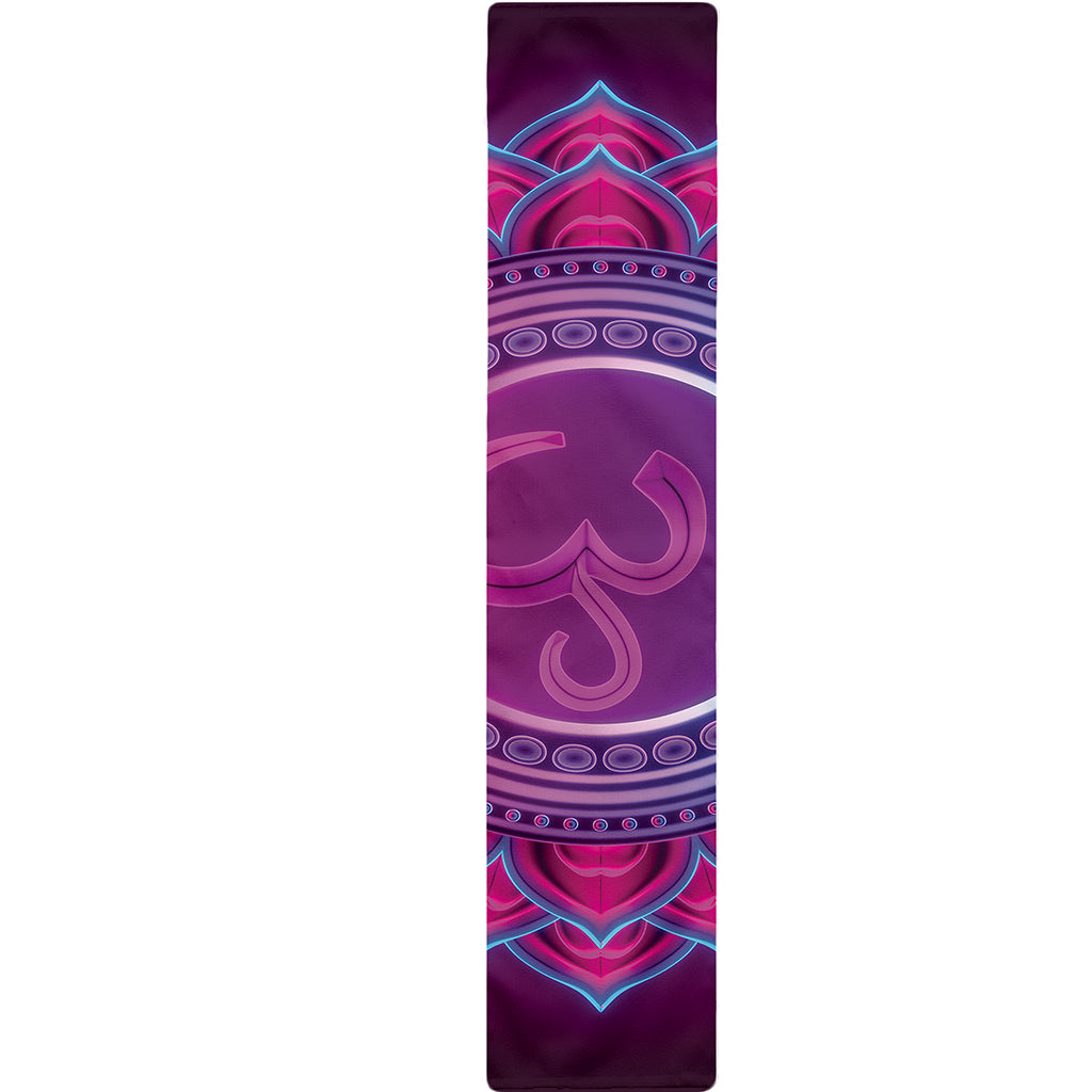Purple And Teal Om Mandala Print Table Runner