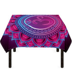 Purple And Teal Om Mandala Print Tablecloth