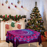Purple And Teal Om Mandala Print Tablecloth