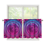 Purple And Teal Om Mandala Print Tier Curtains