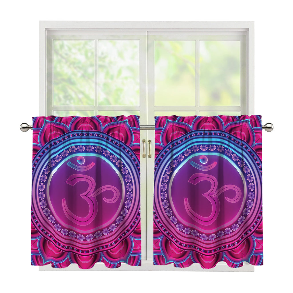 Purple And Teal Om Mandala Print Tier Curtains