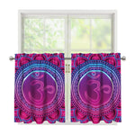 Purple And Teal Om Mandala Print Tier Curtains