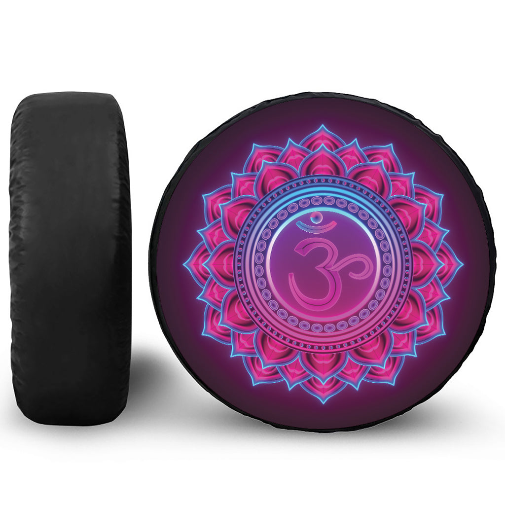 Purple And Teal Om Mandala Print Tire Cover