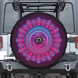 Purple And Teal Om Mandala Print Tire Cover With Camera Hole