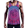 Purple And Teal Om Mandala Print Men's Workout Tank Top