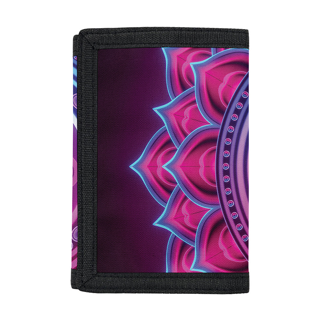 Purple And Teal Om Mandala Print Trifold Wallet