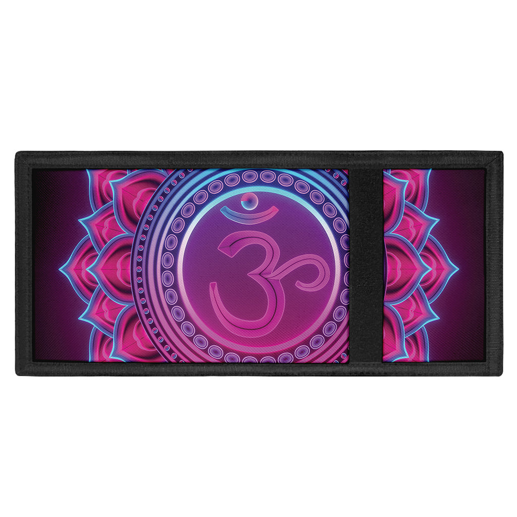 Purple And Teal Om Mandala Print Trifold Wallet