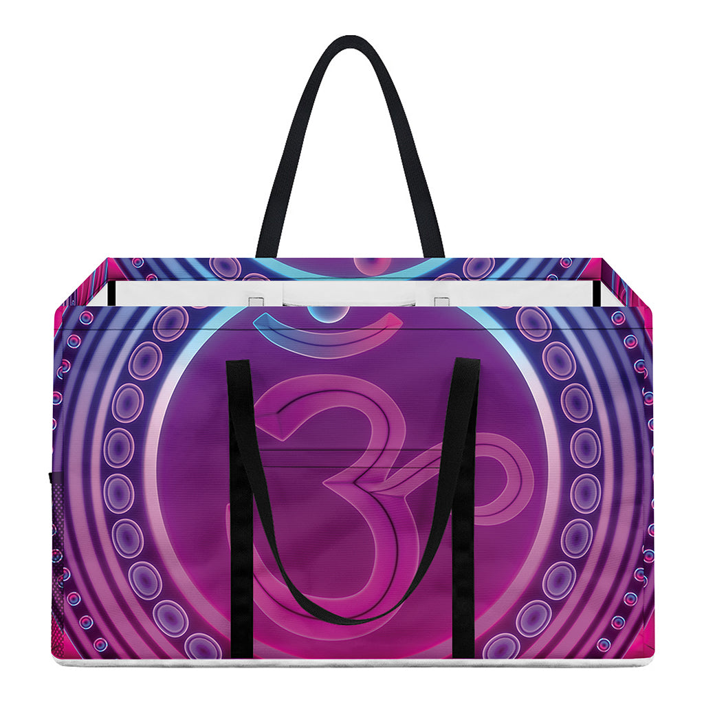 Purple And Teal Om Mandala Print Utility Tote Bag