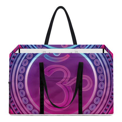 Purple And Teal Om Mandala Print Utility Tote Bag