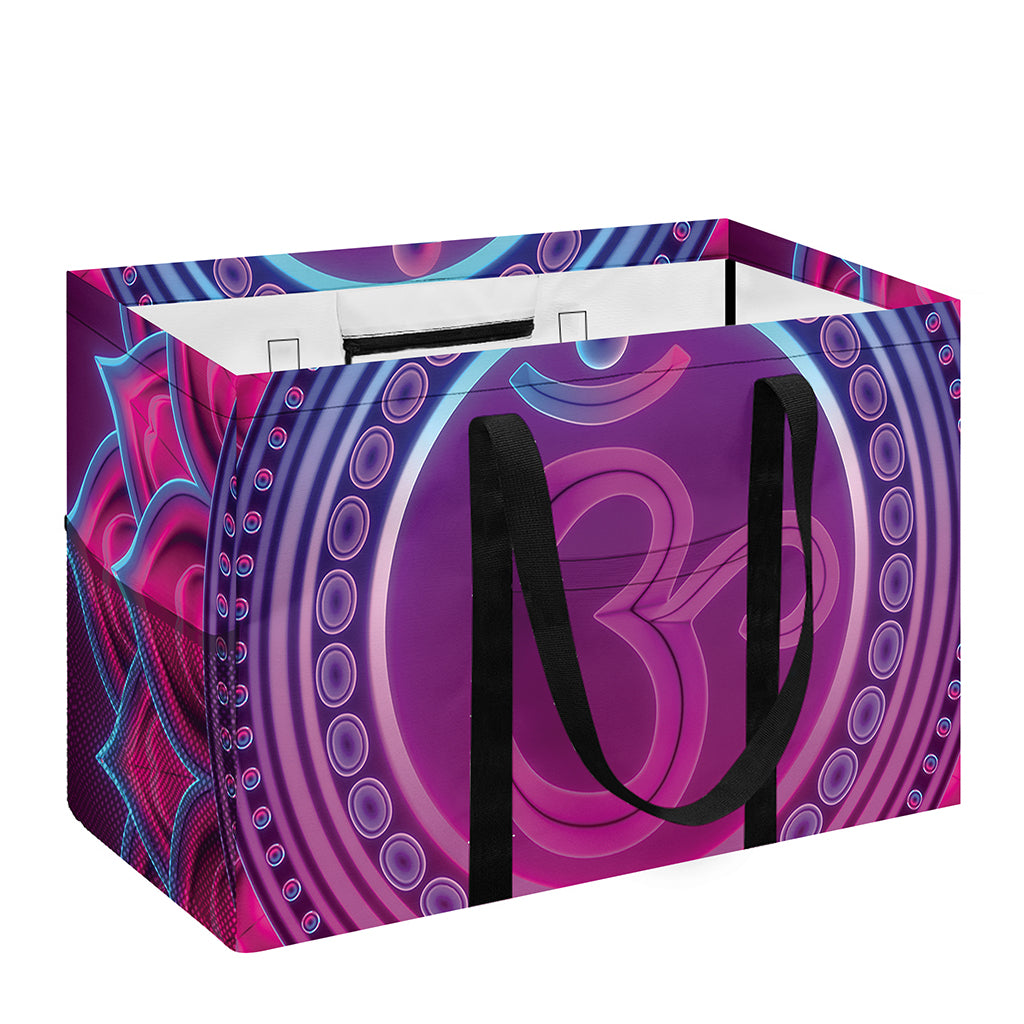 Purple And Teal Om Mandala Print Utility Tote Bag