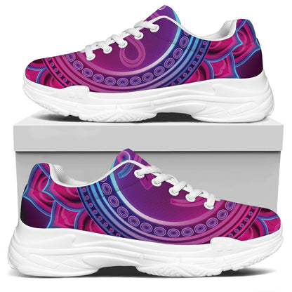 Purple And Teal Om Mandala Print White Chunky Shoes
