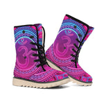 Purple And Teal Om Mandala Print Winter Boots