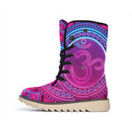 Purple And Teal Om Mandala Print Winter Boots