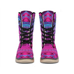Purple And Teal Om Mandala Print Winter Boots