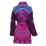 Purple And Teal Om Mandala Print Women's Bathrobe
