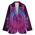 Purple And Teal Om Mandala Print Women's Cotton Blazer