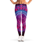 Purple And Teal Om Mandala Print Women's Leggings
