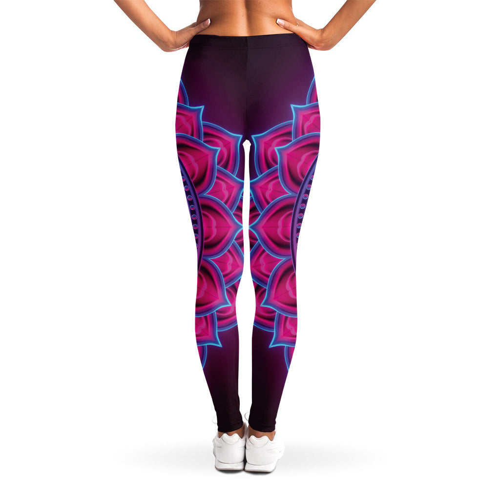 Purple And Teal Om Mandala Print Women's Leggings