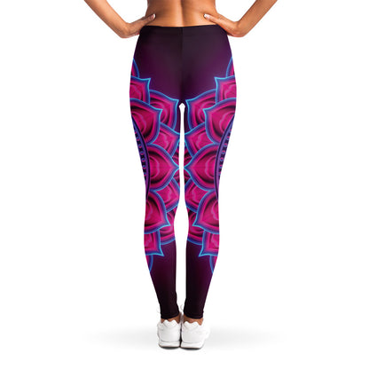 Purple And Teal Om Mandala Print Women's Leggings