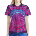 Purple And Teal Om Mandala Print Women's Polo Shirt