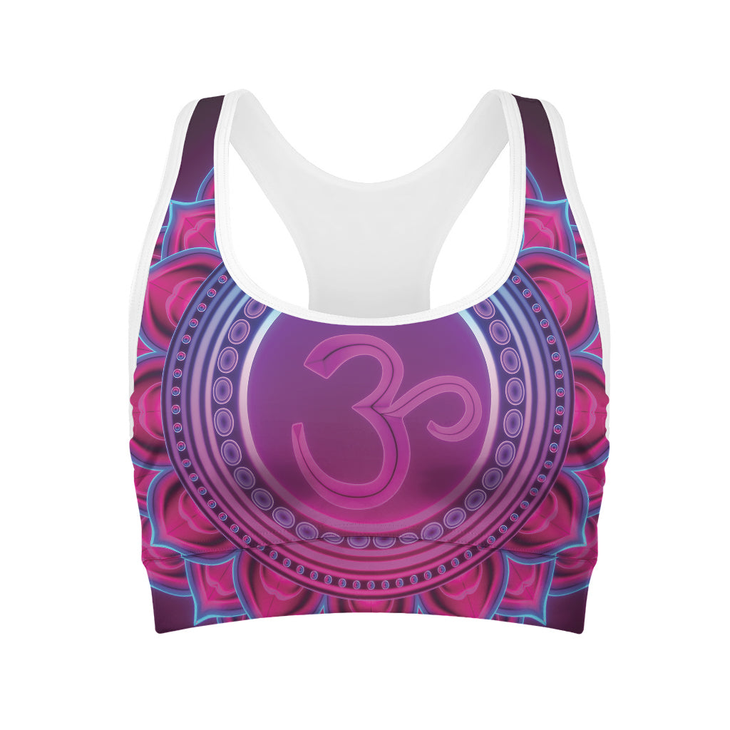 Purple And Teal Om Mandala Print Women's Sports Bra