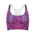 Purple And Teal Om Mandala Print Women's Sports Bra