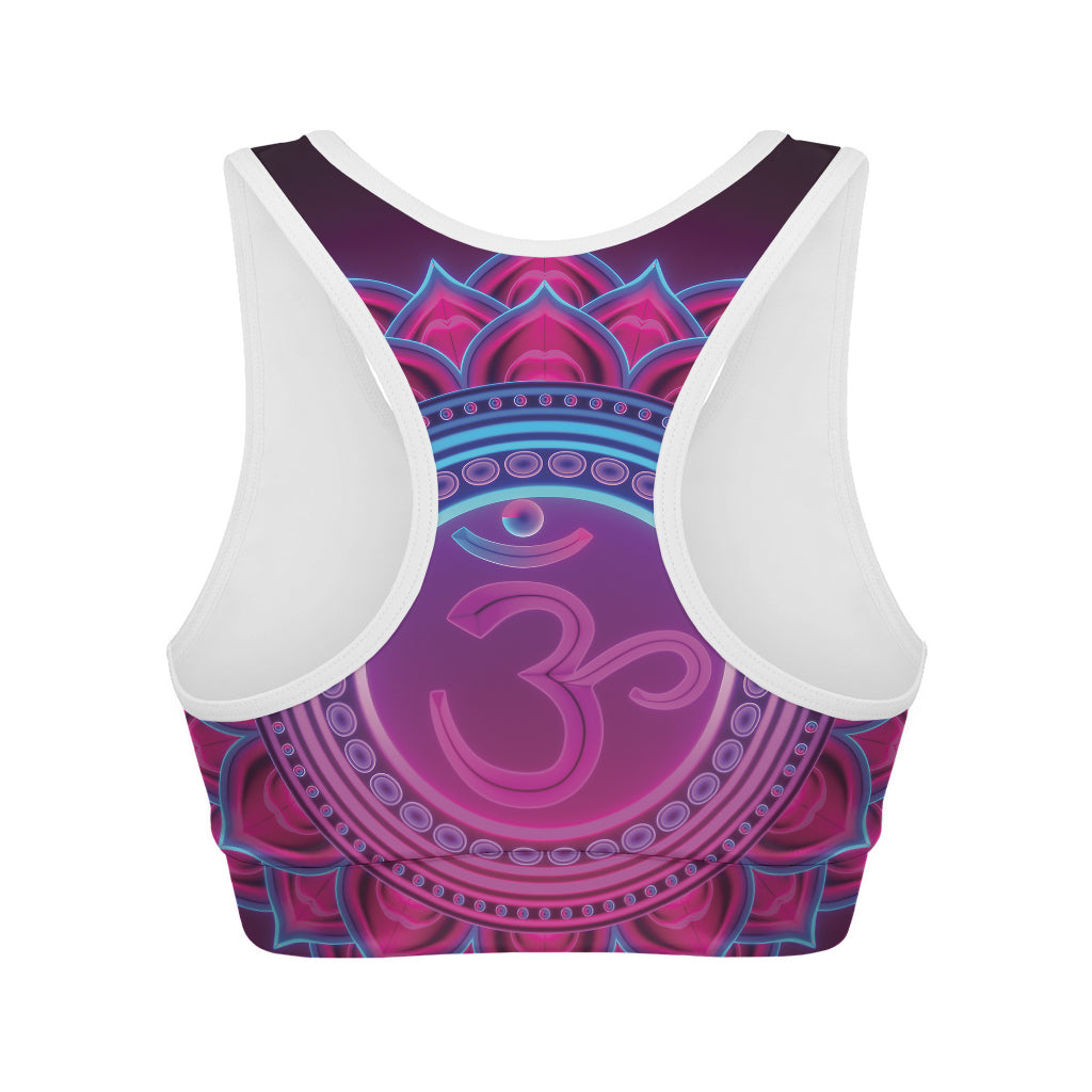 Purple And Teal Om Mandala Print Women's Sports Bra