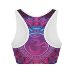 Purple And Teal Om Mandala Print Women's Sports Bra