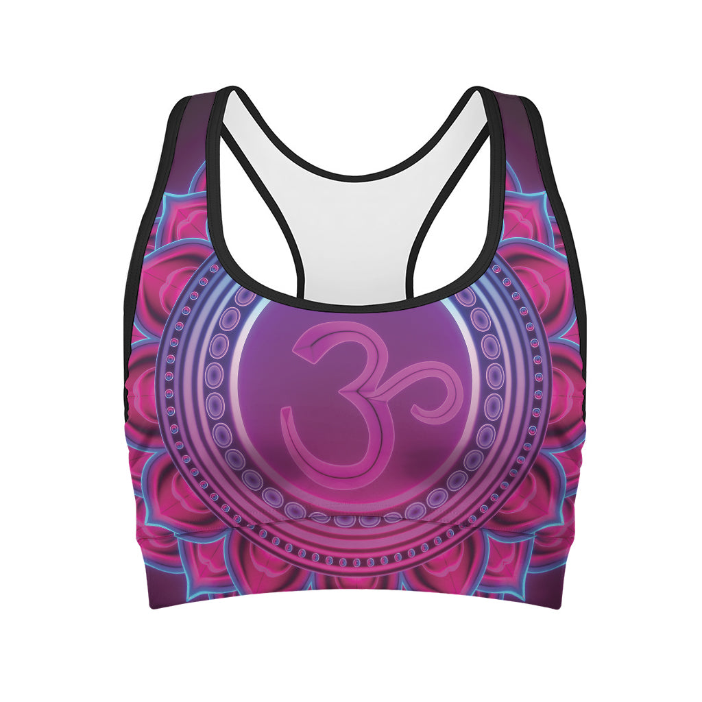Purple And Teal Om Mandala Print Women's Sports Bra