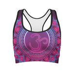 Purple And Teal Om Mandala Print Women's Sports Bra