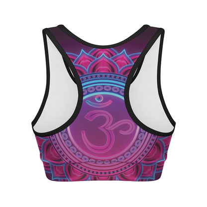 Purple And Teal Om Mandala Print Women's Sports Bra