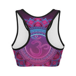 Purple And Teal Om Mandala Print Women's Sports Bra