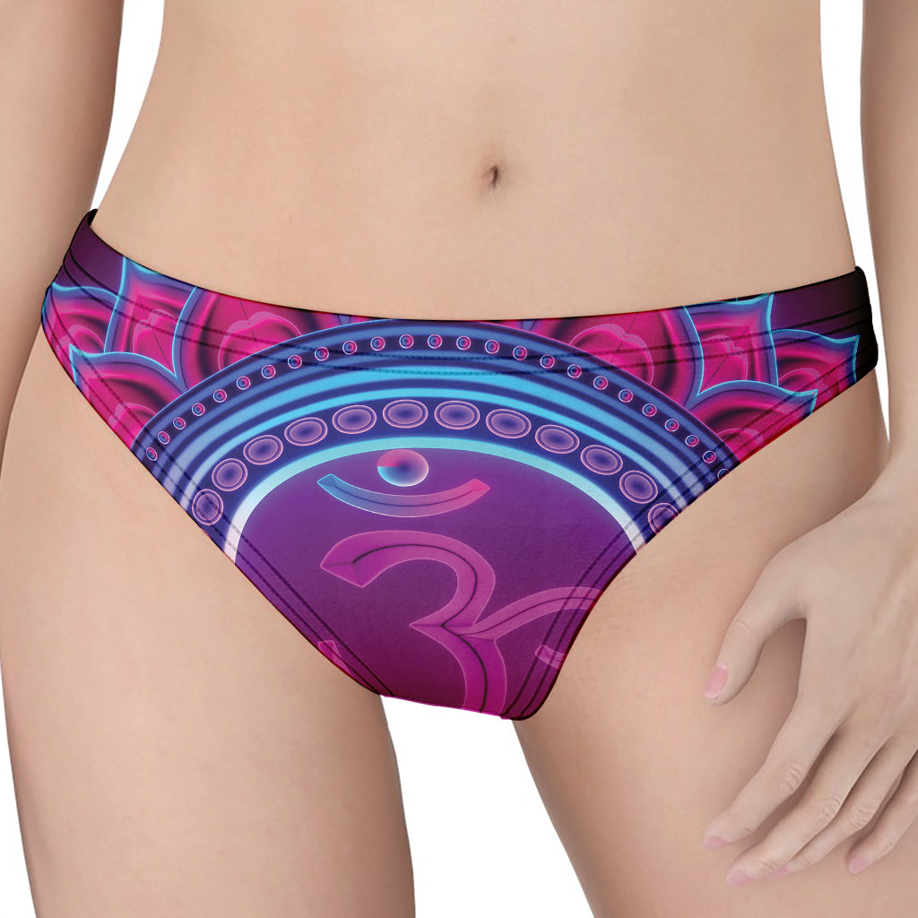 Purple And Teal Om Mandala Print Women's Thong