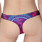 Purple And Teal Om Mandala Print Women's Thong