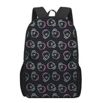 Purple And Teal Skull Pattern Print 17 Inch Backpack