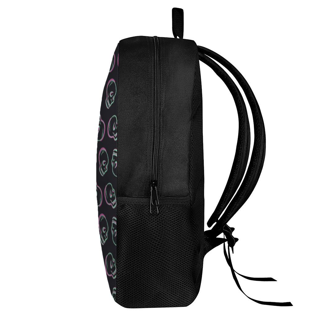 Purple And Teal Skull Pattern Print 17 Inch Backpack