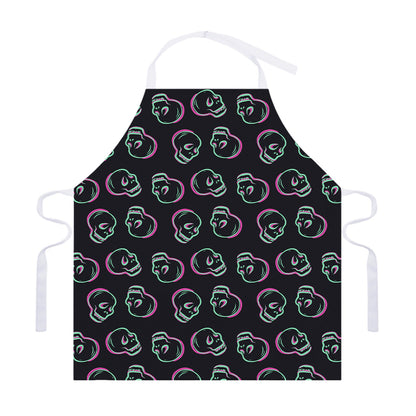 Purple And Teal Skull Pattern Print Adjustable Apron