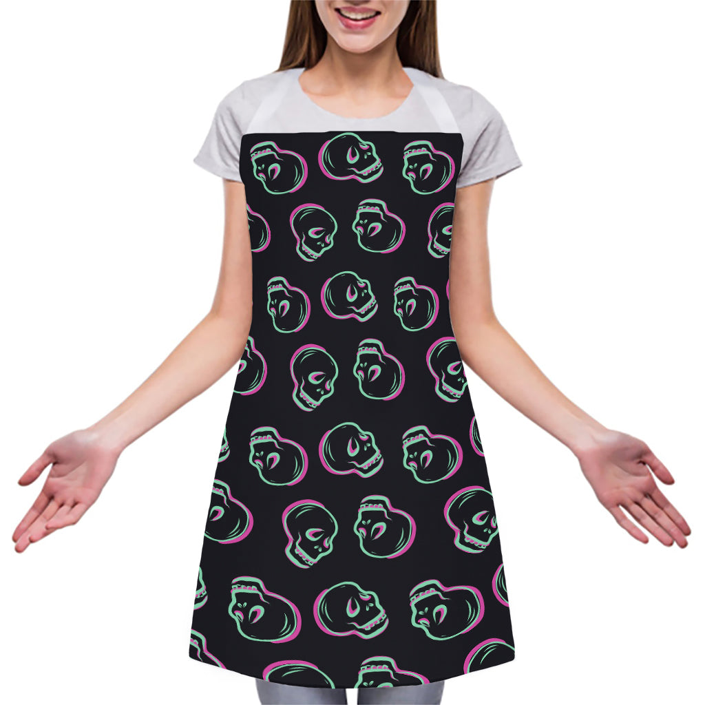 Purple And Teal Skull Pattern Print Adjustable Apron