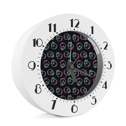 Purple And Teal Skull Pattern Print Alarm Clock
