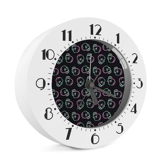 Purple And Teal Skull Pattern Print Alarm Clock