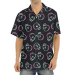 Purple And Teal Skull Pattern Print Aloha Shirt