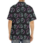 Purple And Teal Skull Pattern Print Aloha Shirt